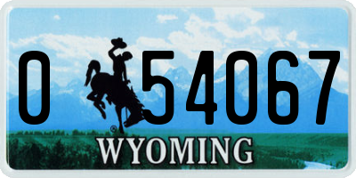 WY license plate 054067