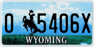 WY license plate 05406X