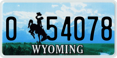 WY license plate 054078