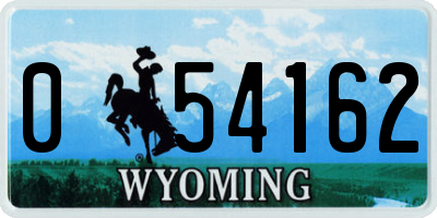 WY license plate 054162