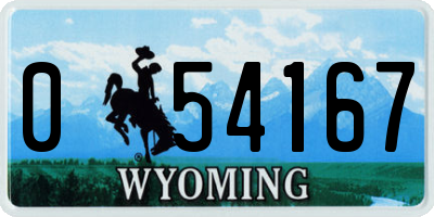 WY license plate 054167