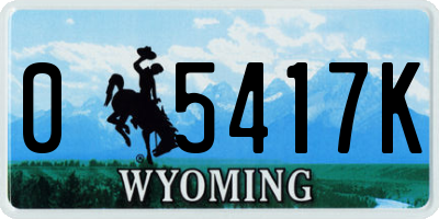 WY license plate 05417K