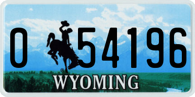 WY license plate 054196