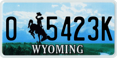 WY license plate 05423K