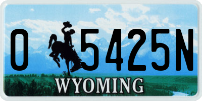 WY license plate 05425N