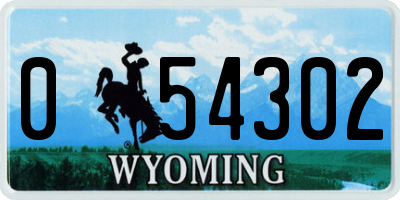 WY license plate 054302