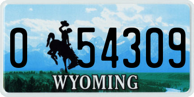 WY license plate 054309