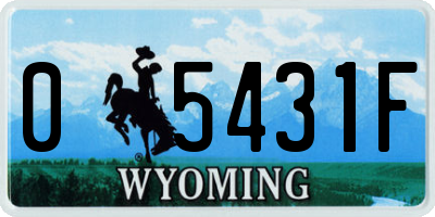 WY license plate 05431F
