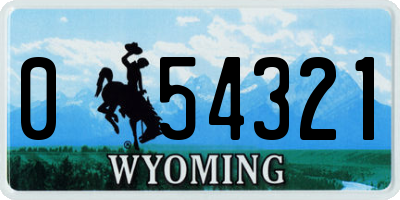 WY license plate 054321
