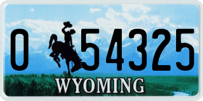 WY license plate 054325