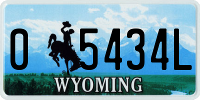 WY license plate 05434L
