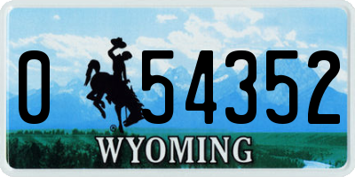 WY license plate 054352