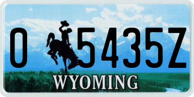 WY license plate 05435Z