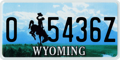 WY license plate 05436Z