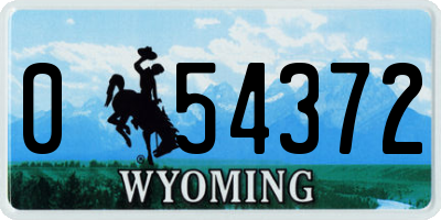 WY license plate 054372