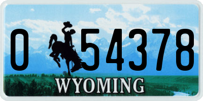 WY license plate 054378