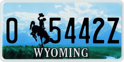 WY license plate 05442Z