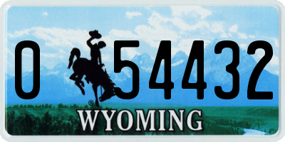 WY license plate 054432