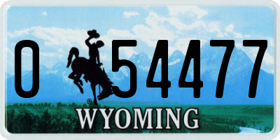 WY license plate 054477
