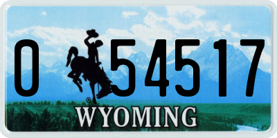 WY license plate 054517