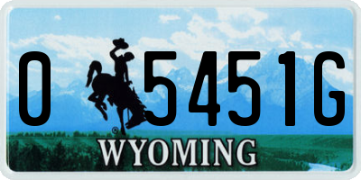 WY license plate 05451G