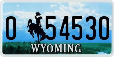 WY license plate 054530