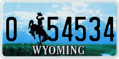 WY license plate 054534