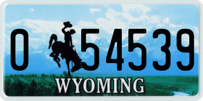 WY license plate 054539