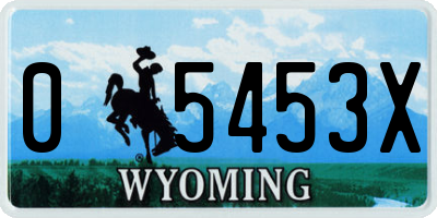WY license plate 05453X