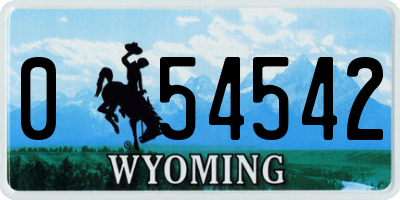 WY license plate 054542
