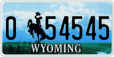 WY license plate 054545