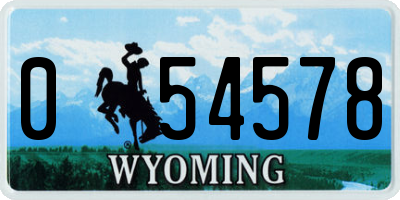 WY license plate 054578