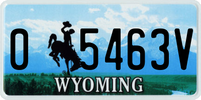 WY license plate 05463V