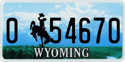 WY license plate 054670