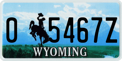 WY license plate 05467Z