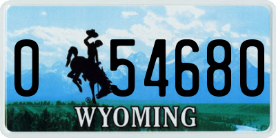 WY license plate 054680