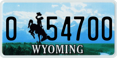 WY license plate 05470O