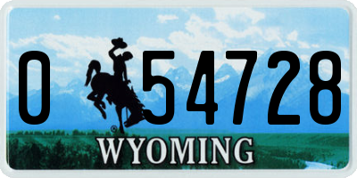 WY license plate 054728