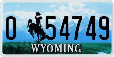 WY license plate 054749