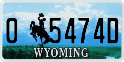 WY license plate 05474D