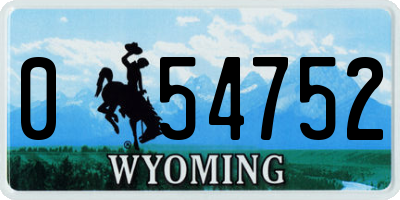 WY license plate 054752