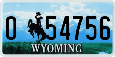 WY license plate 054756