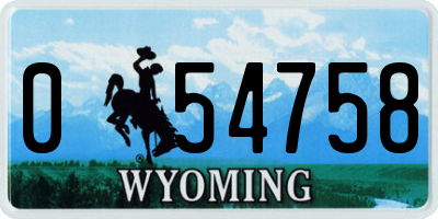 WY license plate 054758