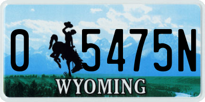 WY license plate 05475N