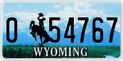 WY license plate 054767