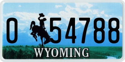 WY license plate 054788