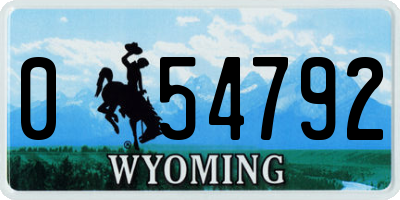 WY license plate 054792