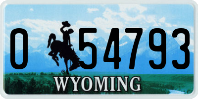 WY license plate 054793