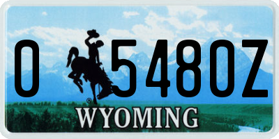 WY license plate 05480Z