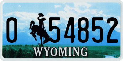 WY license plate 054852